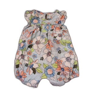 Just One You 3M Floral Pink Blue keyhole Romper 3 Months